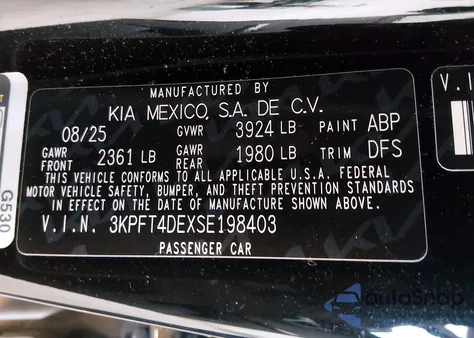 2025 Kia K4 Lx z USA, uszkodzony, nr VIN 3KPFT4DEXSE198403